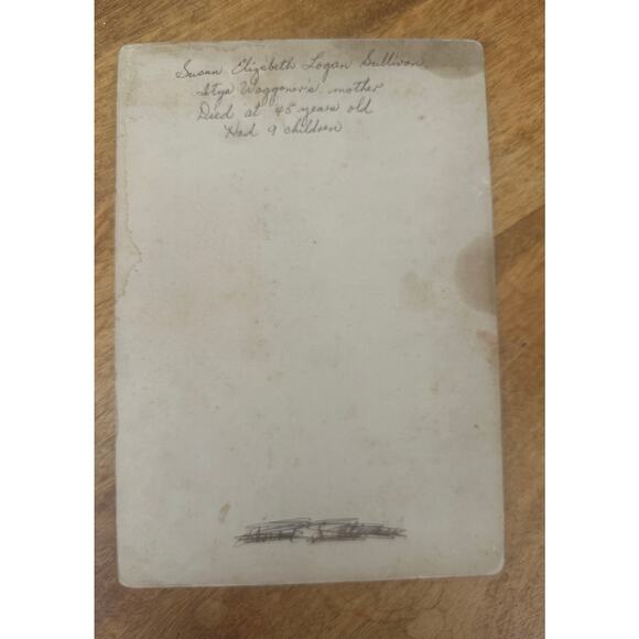 Antique Cabinet Card Photo Susan Elizabeth Logan Sullivan 1890s 7 X 10 - Picture 3 of 5